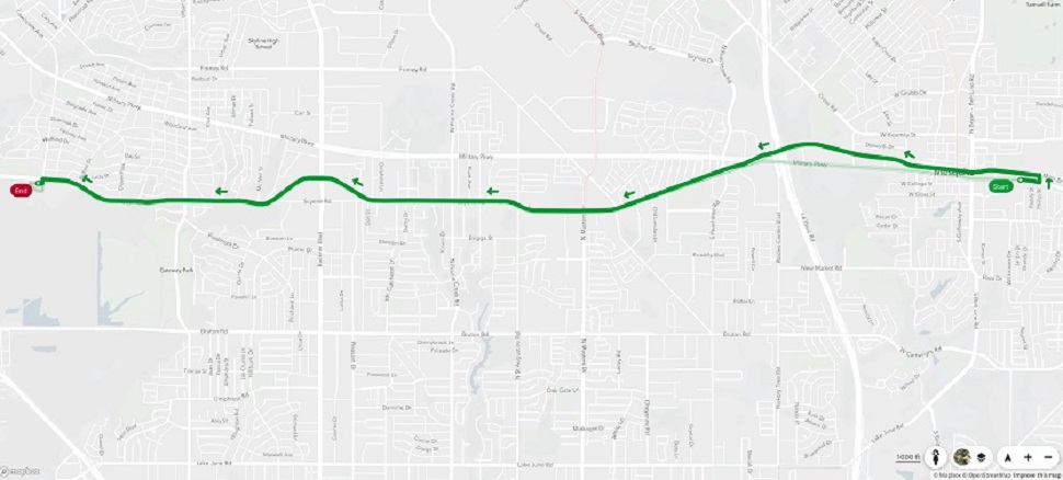 Route map for 201 Mesquite COMPASS